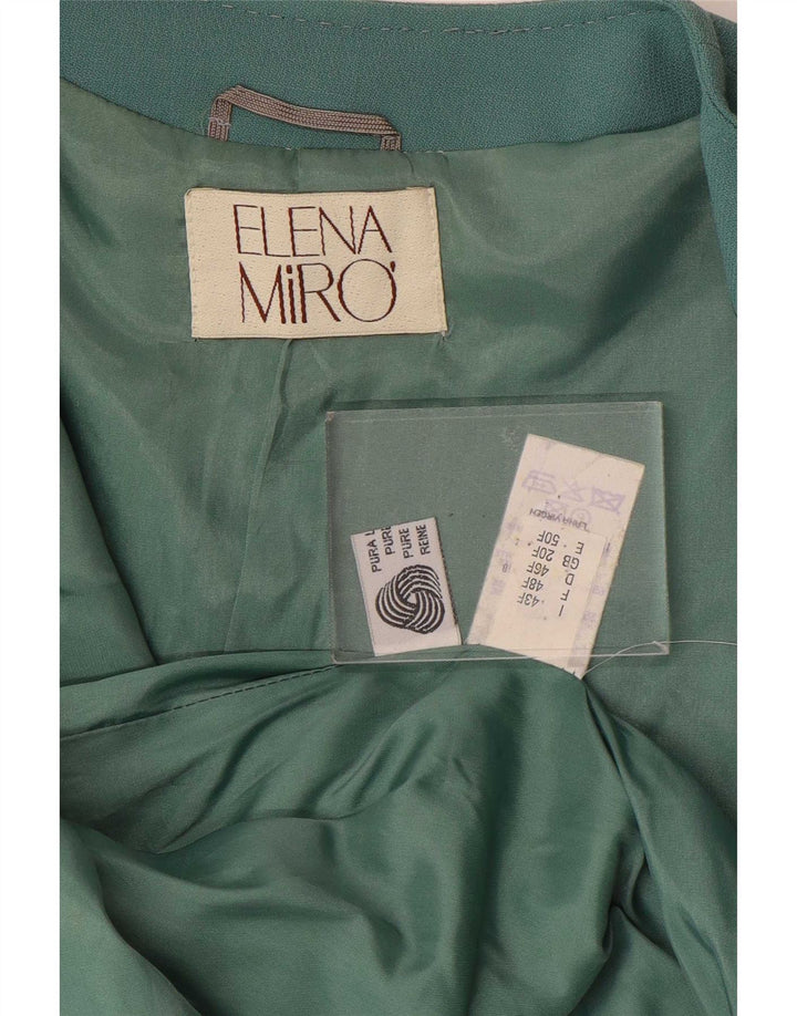 ELENA MIRO Veste blazer 4 boutons pour femme UK 20 2XL Laine vierge verte