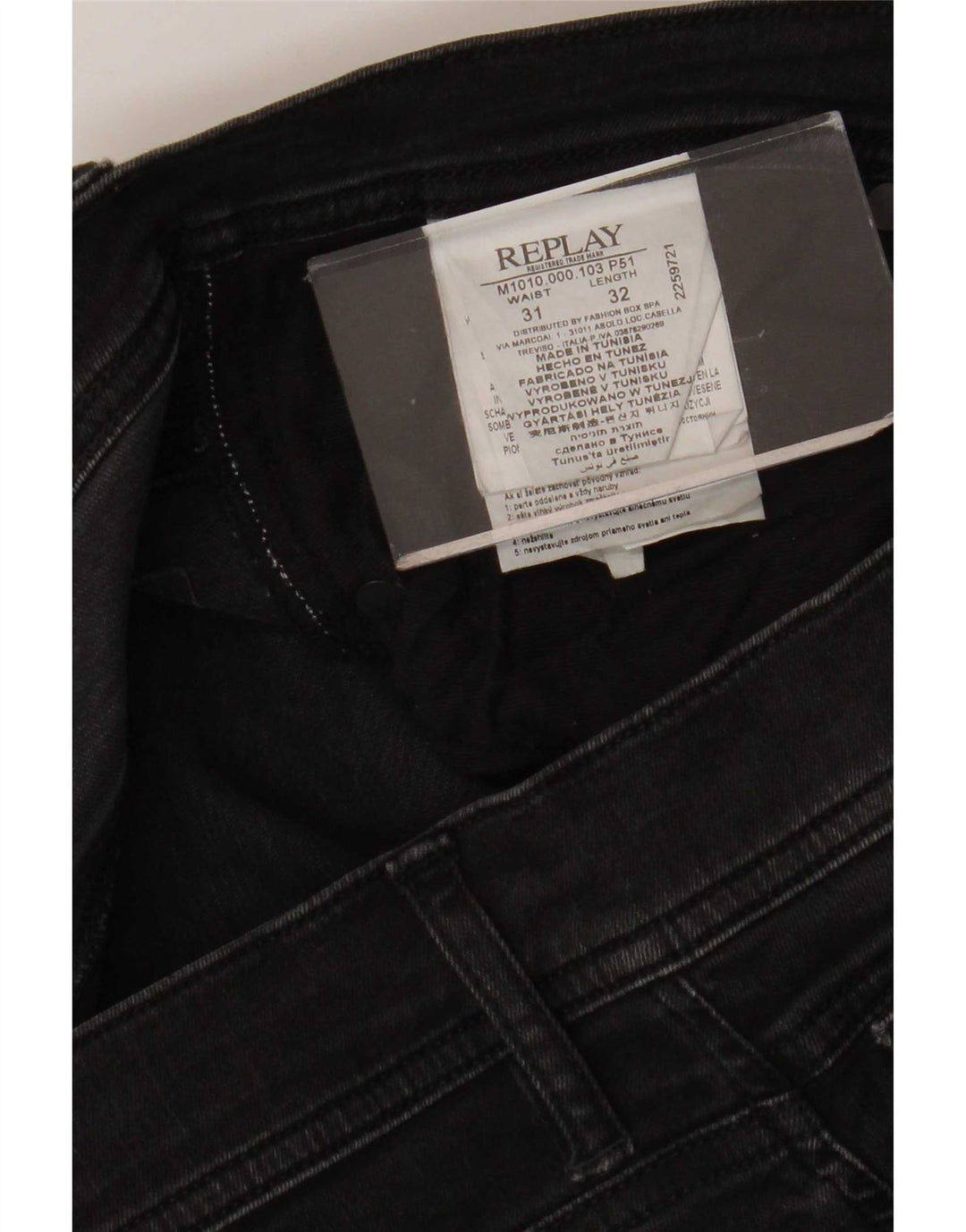 Replay Jean Slim Homme W31 L32 Gris Coton