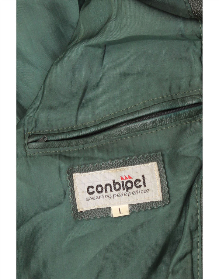 Conbipel Veste en Cuir Bomber Homme UK 40 Grand Cuir Vert