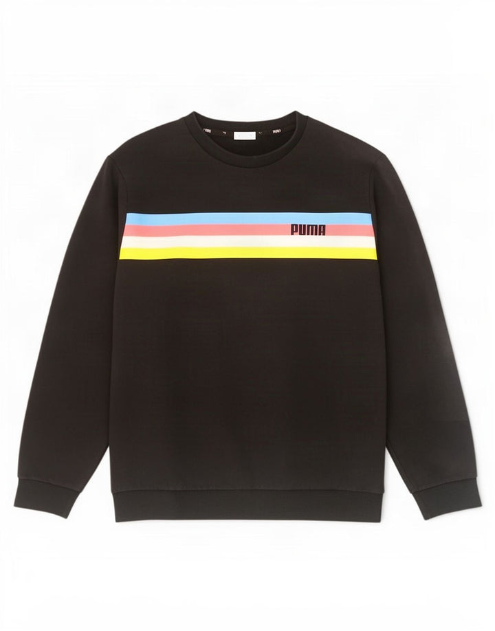 Puma Sweat-shirt pour homme en coton color block Noir Taille L