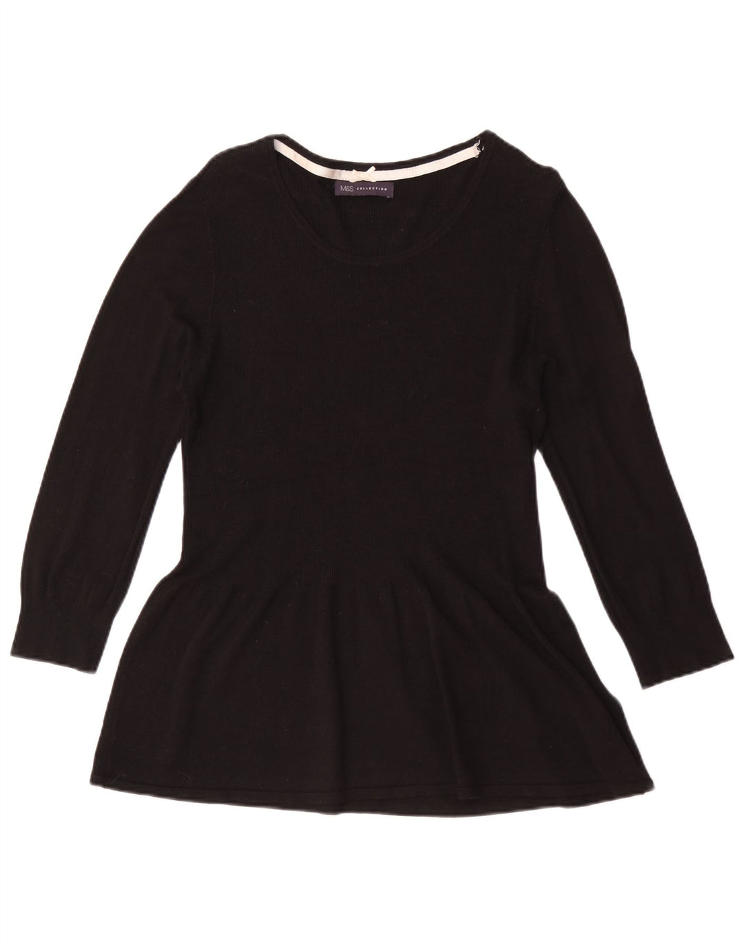 Marks & Spencer Tunique à manches 3/4 pour femme UK 14 Medium Noir Viscose