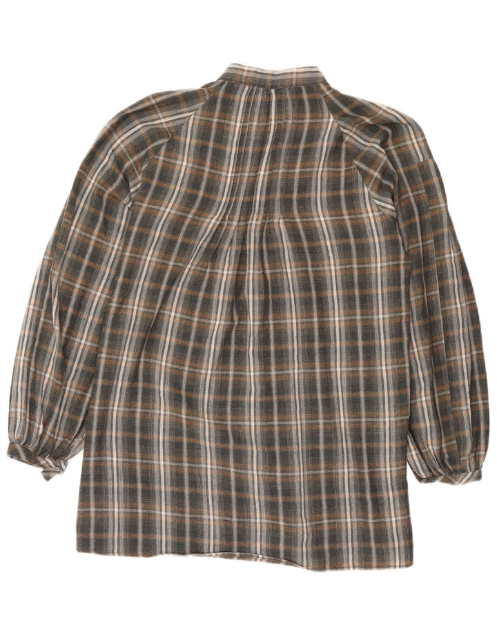 Zara Chemise pull longue coupe ample pour femme UK 14 Gris moyen à carreaux