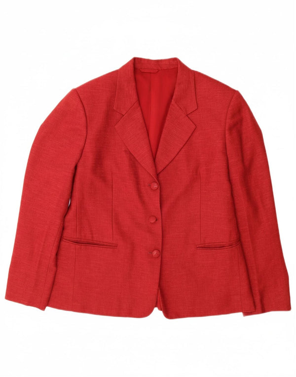 VINTAGE Femme 3 Bouton Blazer Veste UK 14 Grand Rouge Moucheté