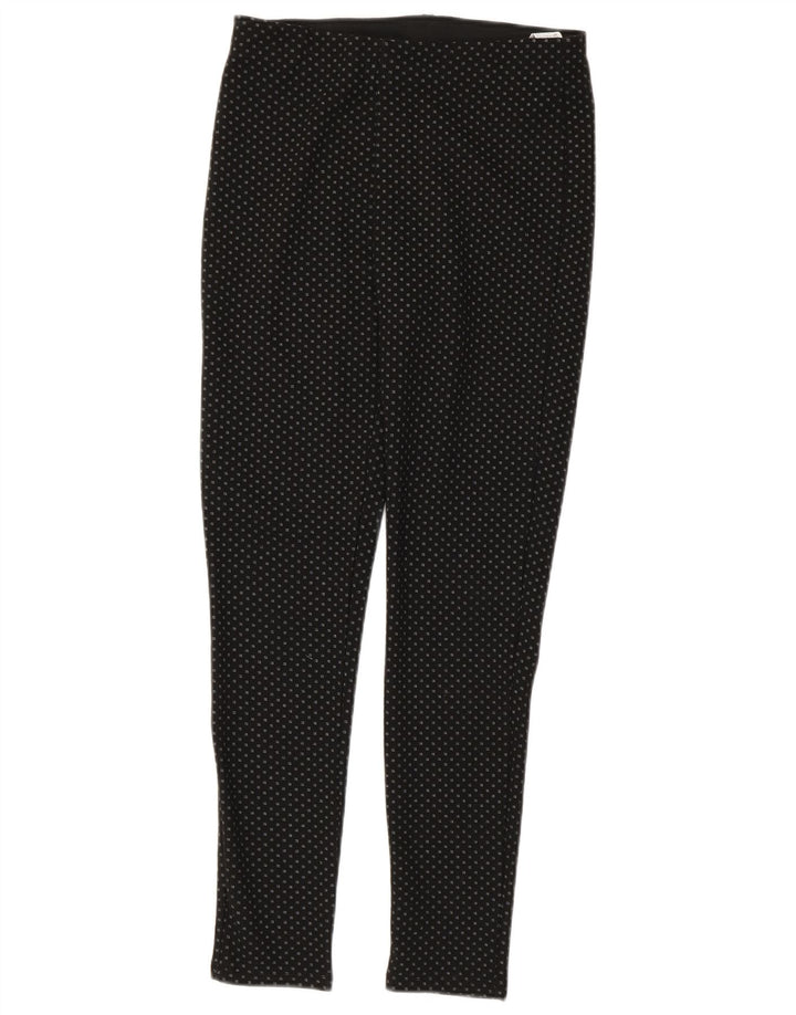 Zara Pantalon décontracté slim pour femme Medium W28 L28 Noir Géométrique Polyester