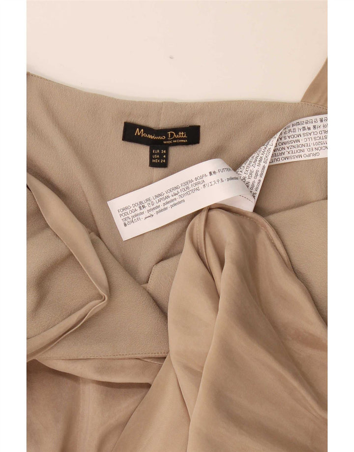 Massimo Dutti Robe longue sans manches pour femme EU 34 2XS Beige Polyester
