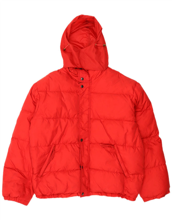 veste rembourrée à capuche vintage pour homme UK 40 Grand Polyamide Rouge