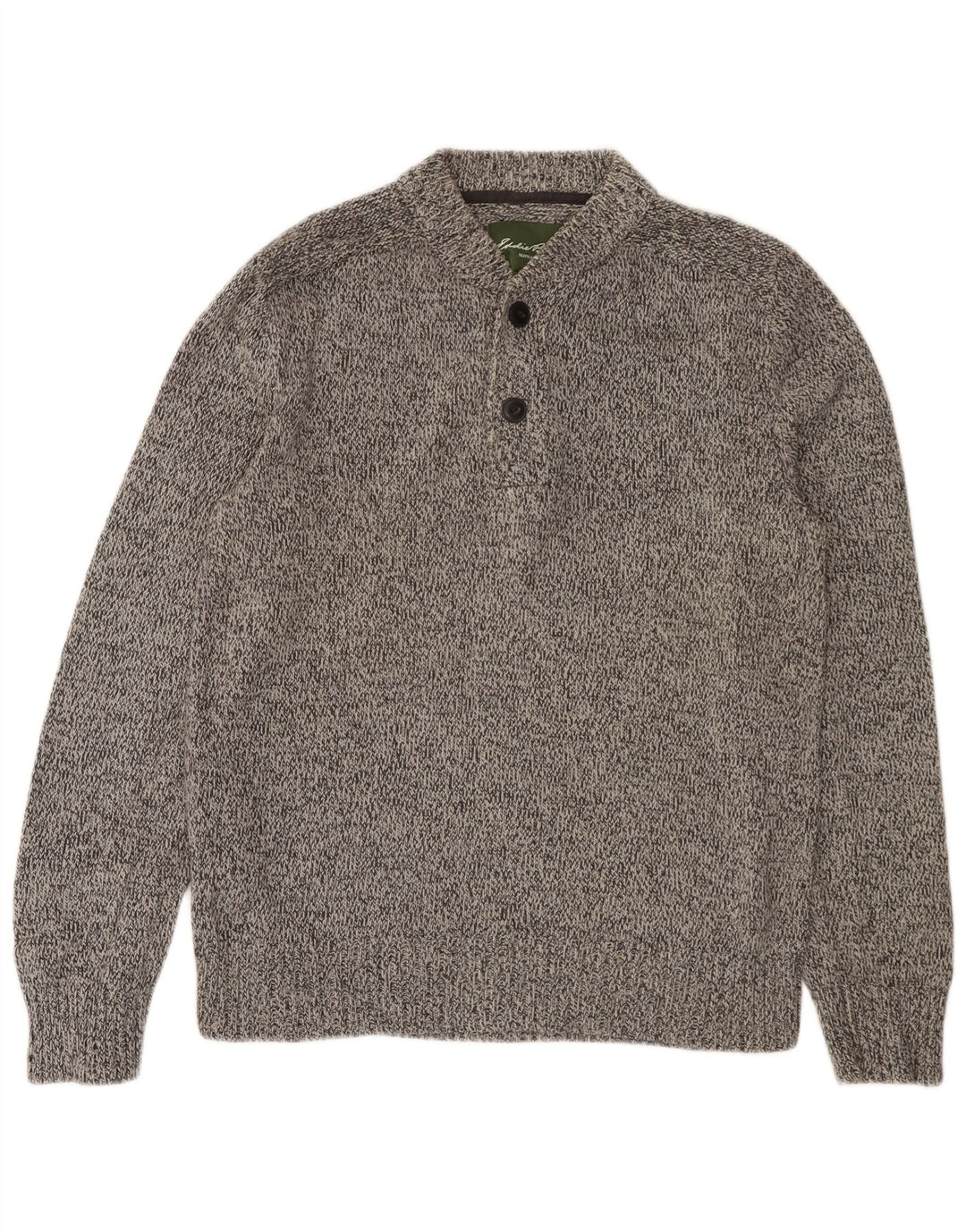 EDDIE BAUER Pull col boutonné pour homme en coton moucheté gris moyen