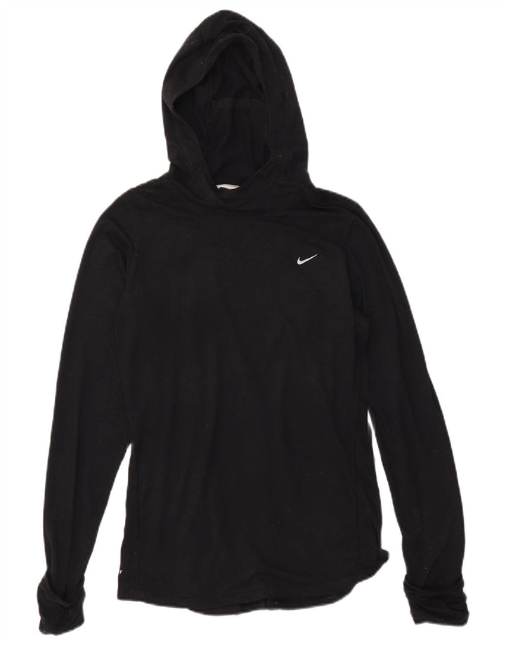 NIKE Haut à capuche Dri Fit pour femmes à manches longues UK 14 Polyester noir moyen