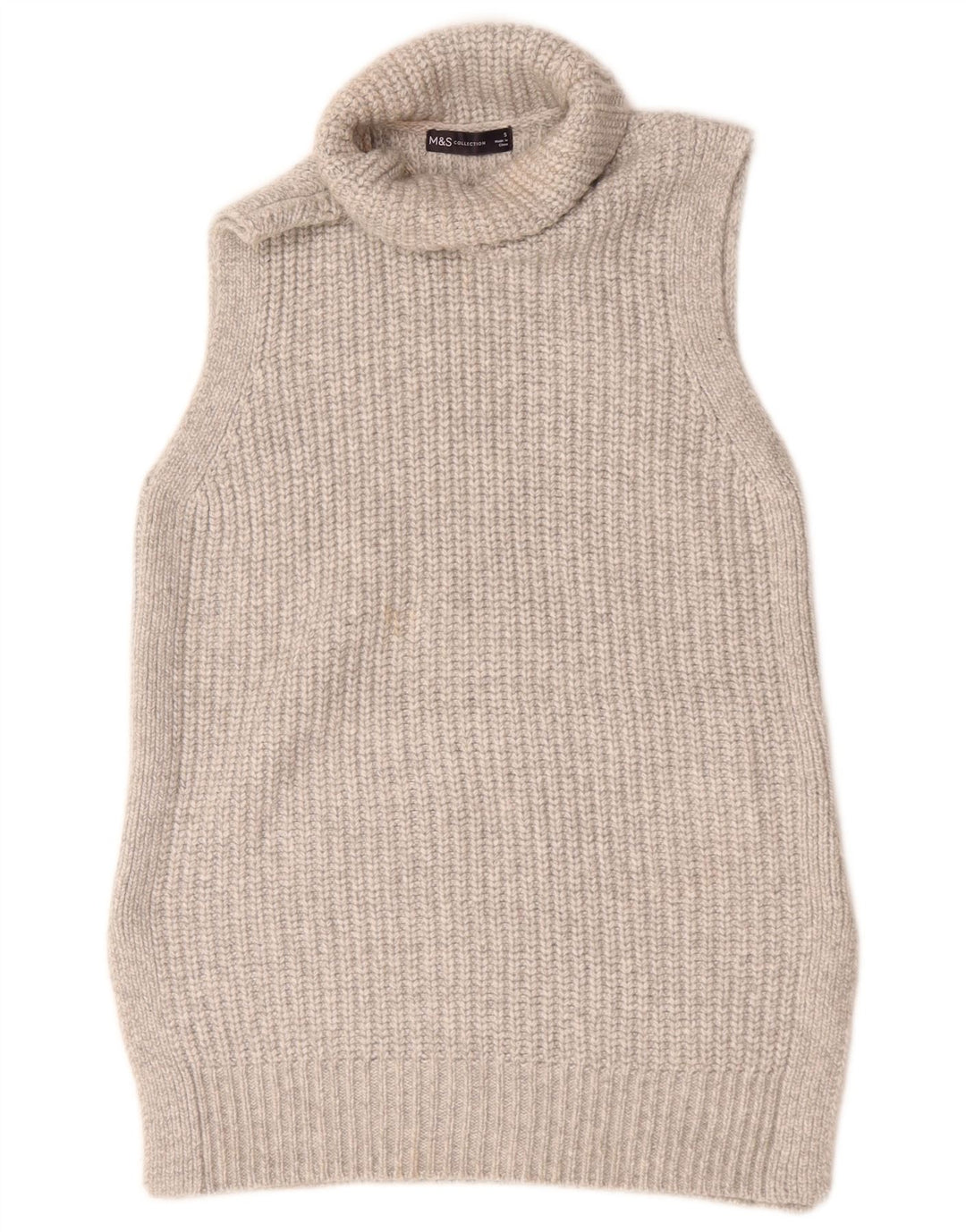 Marks & Spencer Débardeur à col roulé pour femme UK 10 Small Gris Polyester