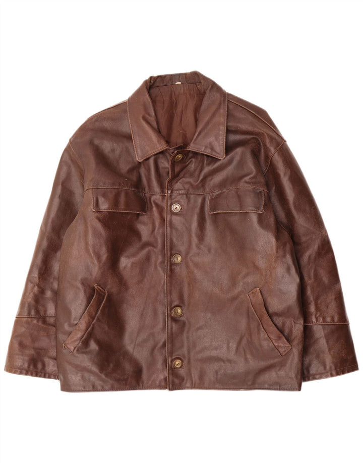 Bayside Veste en cuir pour homme UK 42 XL Cuir marron