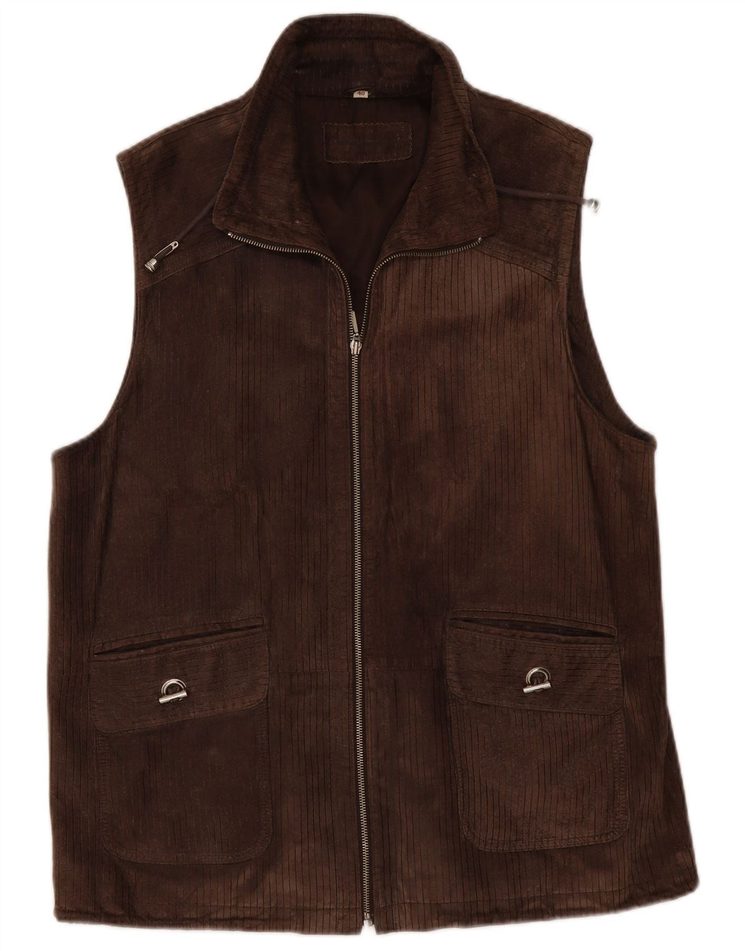 VINTAGE Gilet en daim homme UK 40 Grand cuir marron