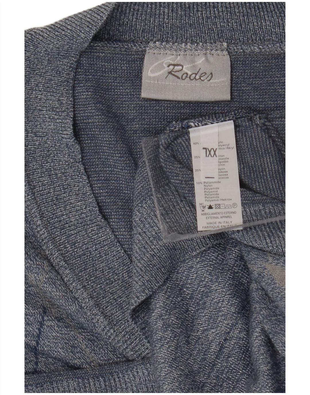 Rodes Pull Cardigan Homme 2XL Bleu Argyle/Diamant Acrylique