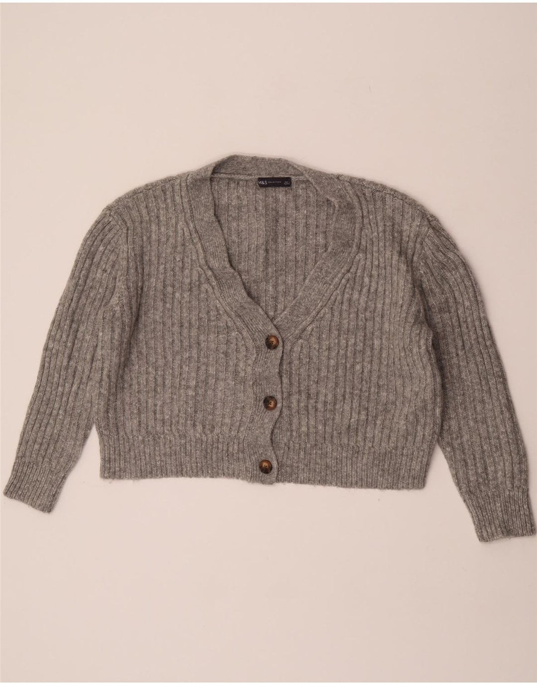 Marks & Spencer Pull cardigan court surdimensionné pour femme UK 16 Large Gris