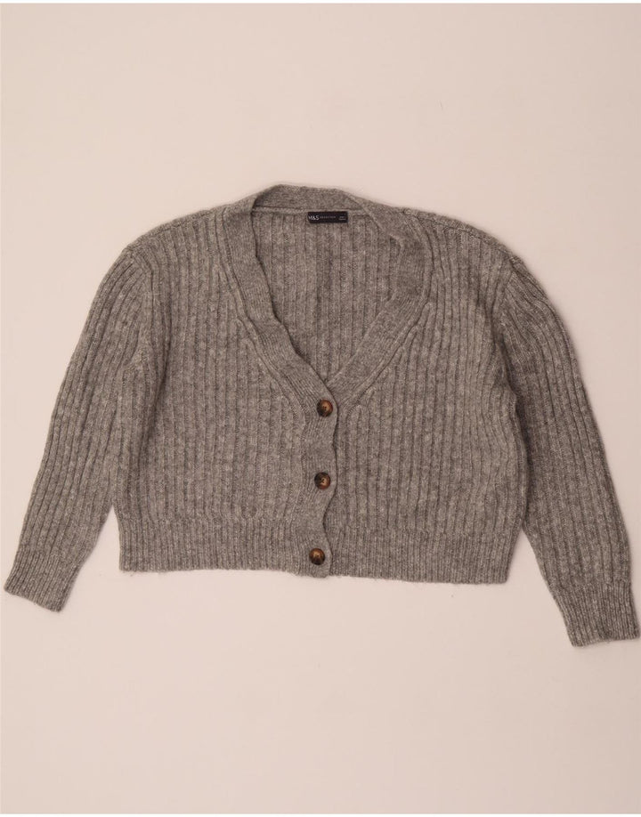 Marks & Spencer Pull cardigan court surdimensionné pour femme UK 16 Large Gris