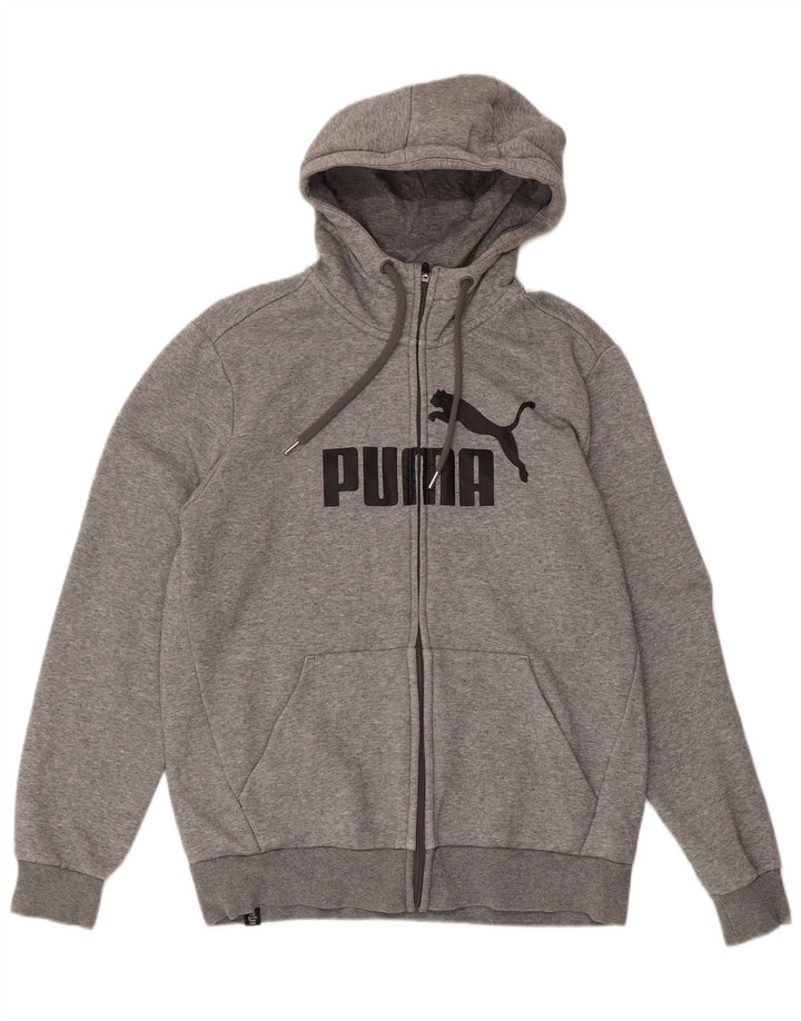 PUMA Sweat à Capuche Graphique Zippé Homme Gris Moyen Moucheté Coton
