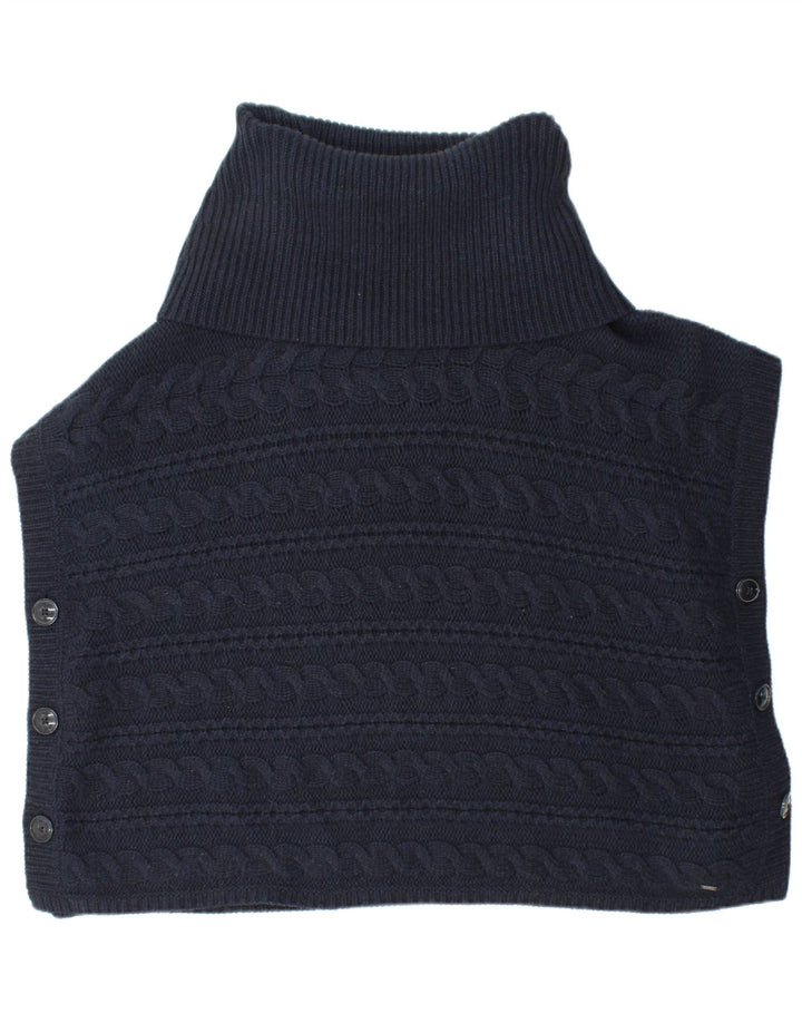 TOMMY HILFIGER Womens Roll Neck Poncho Jumper UK 14 Medium Navy Blue