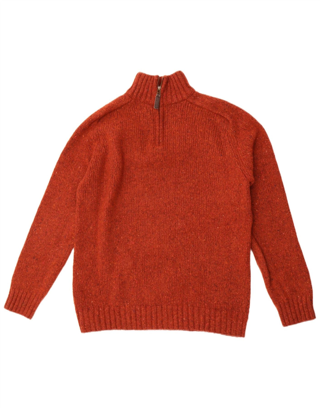 John Lewis Pull à col zippé pour homme en laine mérinos mouchetée marron moyen