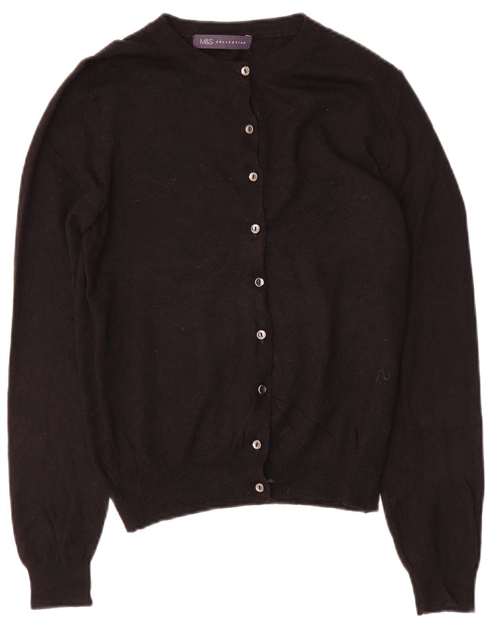 Marks & Spencer Pull Cardigan Femme UK 8 Petit Viscose Noir