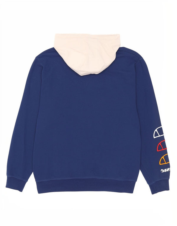 Ellesse Pull à capuche graphique pour homme avec col zippé en coton color block Bleu Taille L