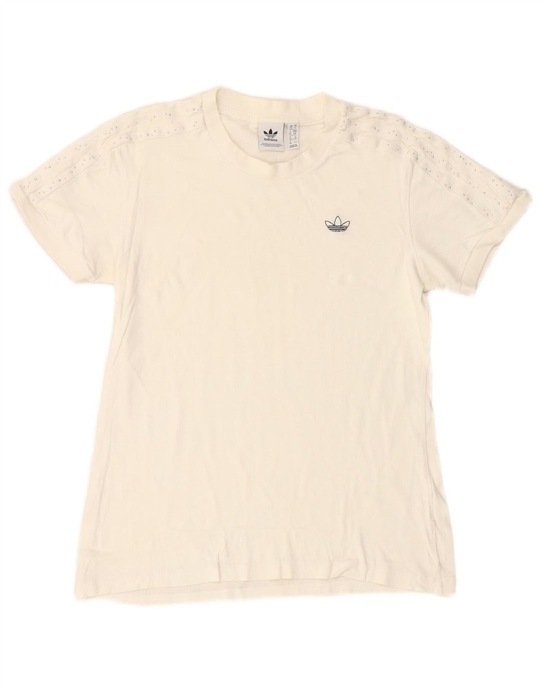 ADIDAS T-Shirt Femme UK 10 Petit Blanc