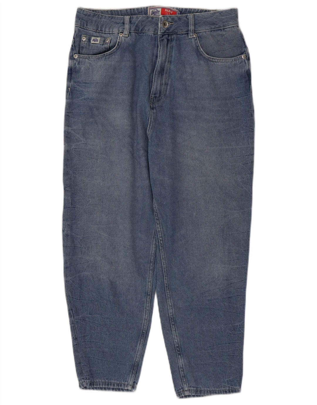 Superdry Jean Slim Court Taille Haute Ruby Femme W30 L24 Bleu Coton