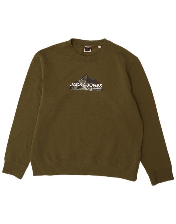 Jack & Jones Sweat-shirt graphique pour homme 2XL Kaki Coton