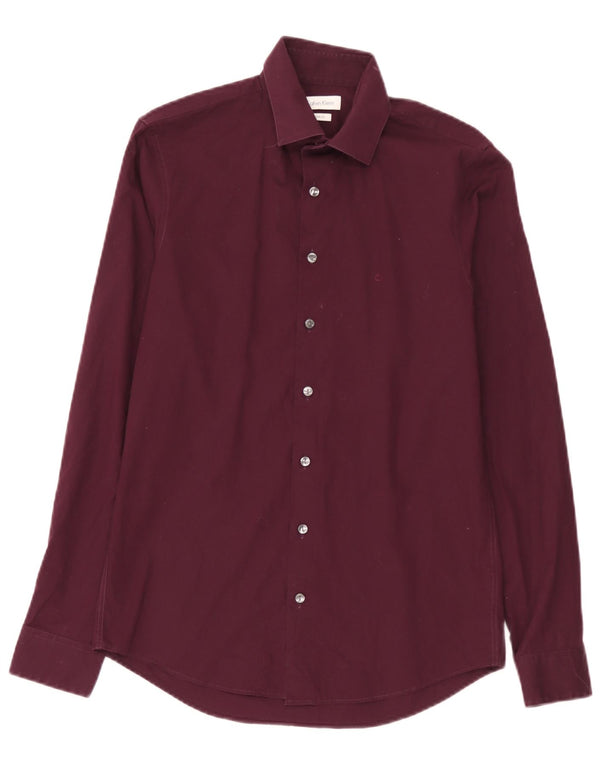 Calvin Klein Chemise slim fit pour homme Taille 38 15 Coton bordeaux moyen