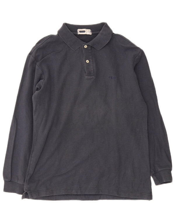 Fila Polo à manches longues pour homme IT 46 Small Bleu marine