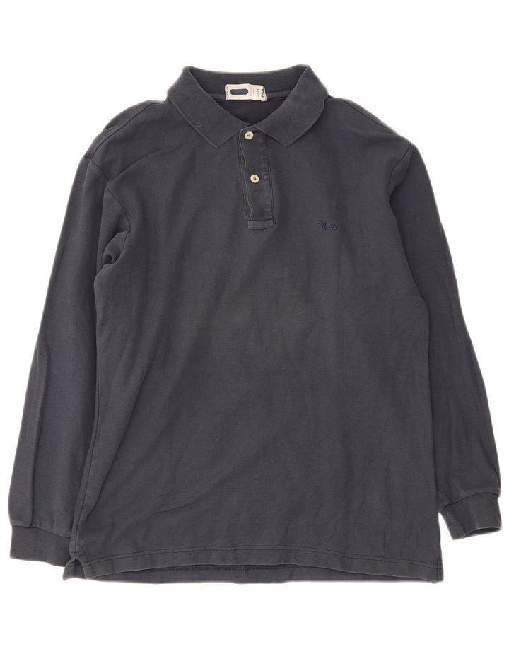 Fila Polo à manches longues pour homme IT 46 Small Bleu marine