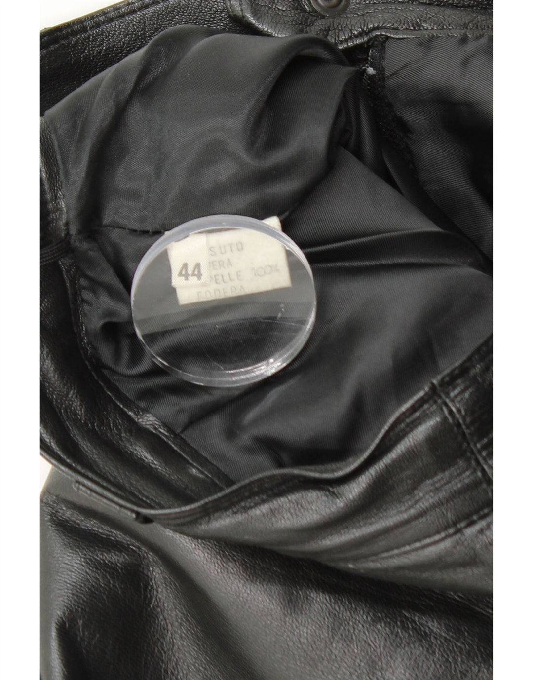 VINTAGE Jupe en cuir taille haute femme IT 44 Medium W26 Cuir noir