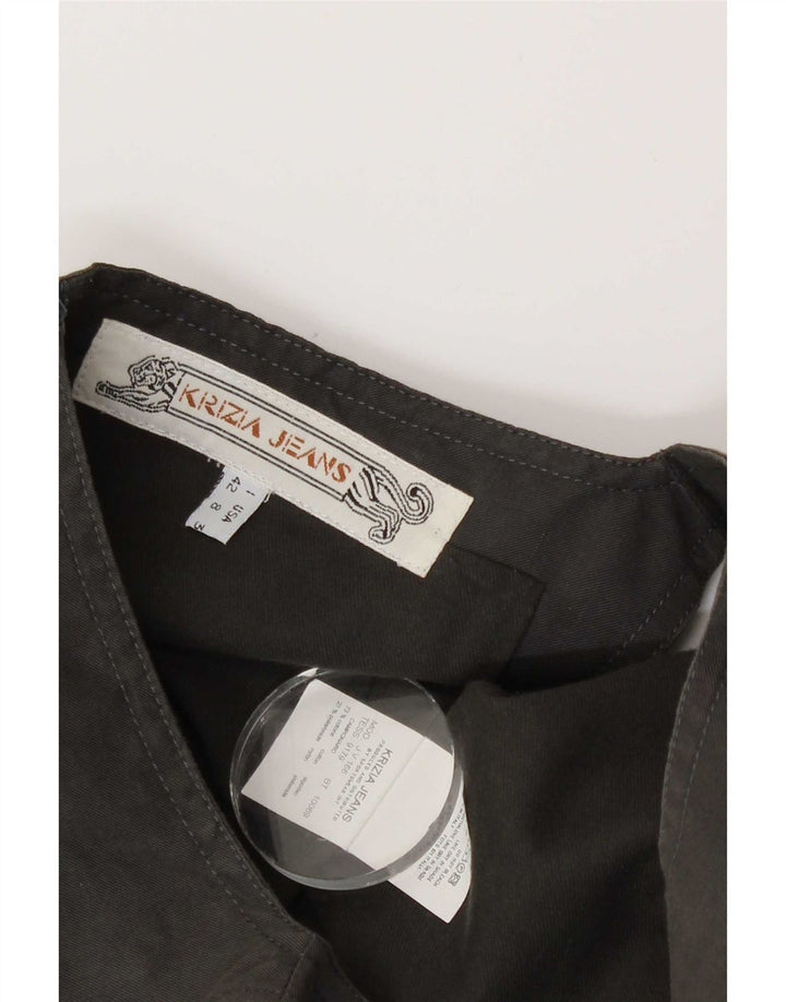 Krizia Jeans Robe droite sans manches pour femme UK 12 Gris moyen Coton