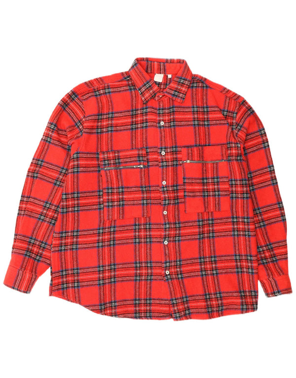 Chemise en flanelle homme vintage grand chèque rouge