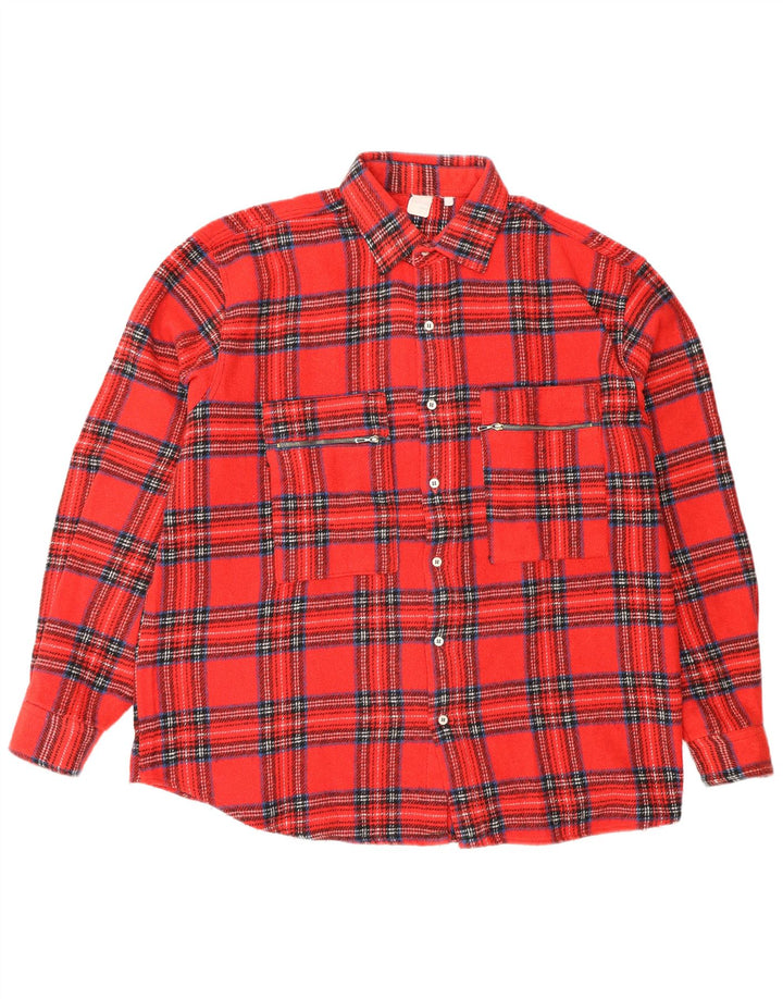 Chemise en flanelle homme vintage grand chèque rouge