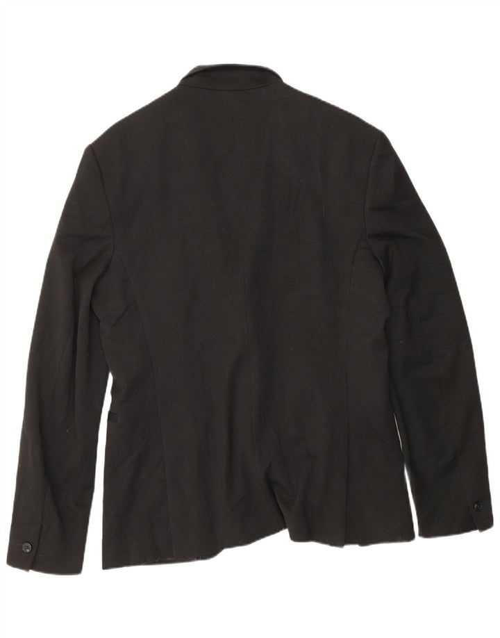 ZARA Hommes 1 Bouton Blazer Veste EU 48 Moyen Noir Polyester