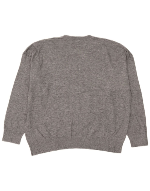Zara Pull surdimensionné à col rond pour femme UK 16 Grand gris moucheté