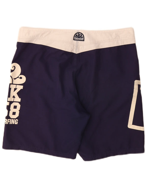 Sundek Short de bain graphique pour hommes, grand, bleu marine, colour block