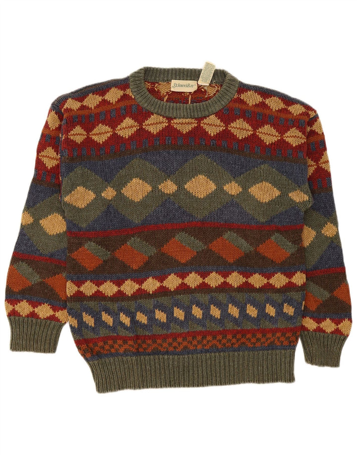 St. John's Bay Pull à col rond pour homme Motif géométrique multicolore moyen