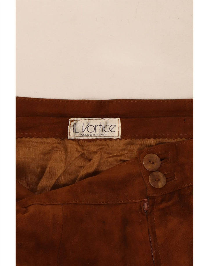 vintage Femme Daim Maxi Jupe Moyen W30 Marron