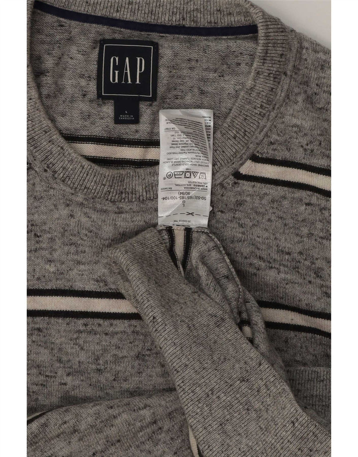 Gap Pull à col rond pour homme en coton rayé gris grand