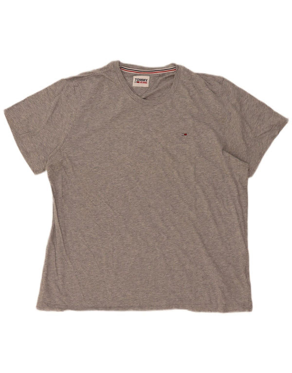 Tommy Hilfiger T-Shirt Homme Haut Large Gris Moucheté Coton