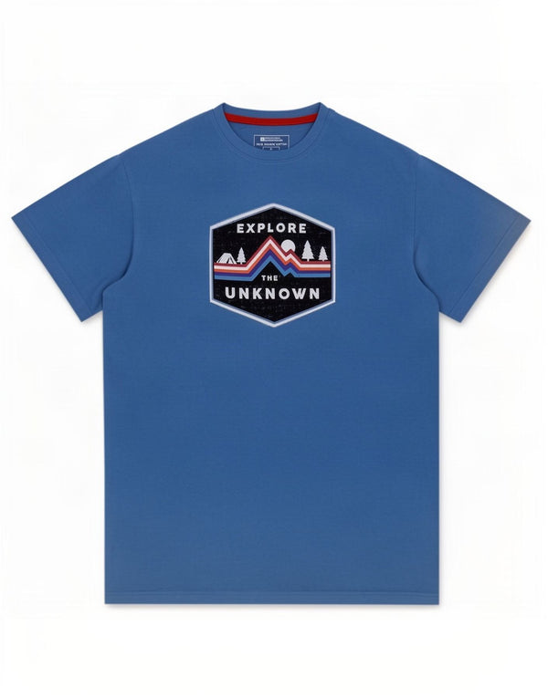 Mountain Warehouse T-Shirt Graphique Homme Bleu Moyen Coton