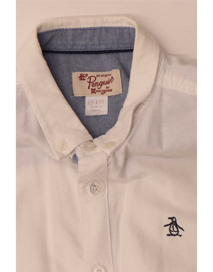 Penguin Chemise à manches courtes pour garçon 12-13 ans Blanc
