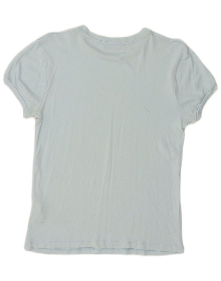 Zara Femme T-Shirt Top UK 10 Petit Bleu Viscose
