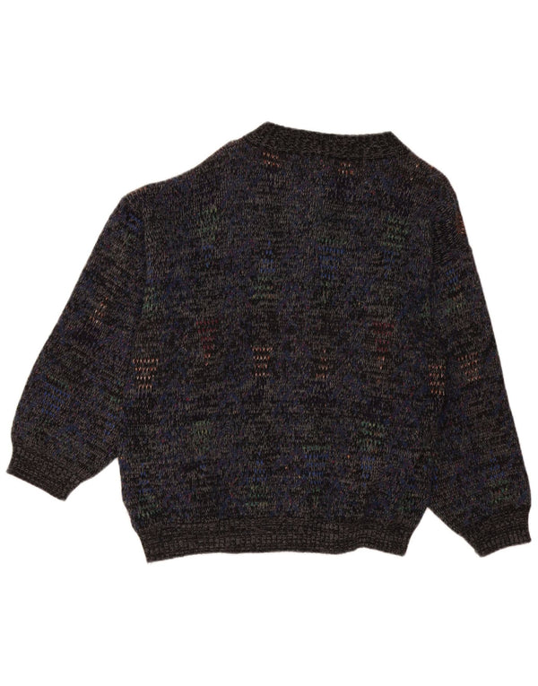 vintage Mens Cardigan Sweater Grande laine mouchetée bleu marine