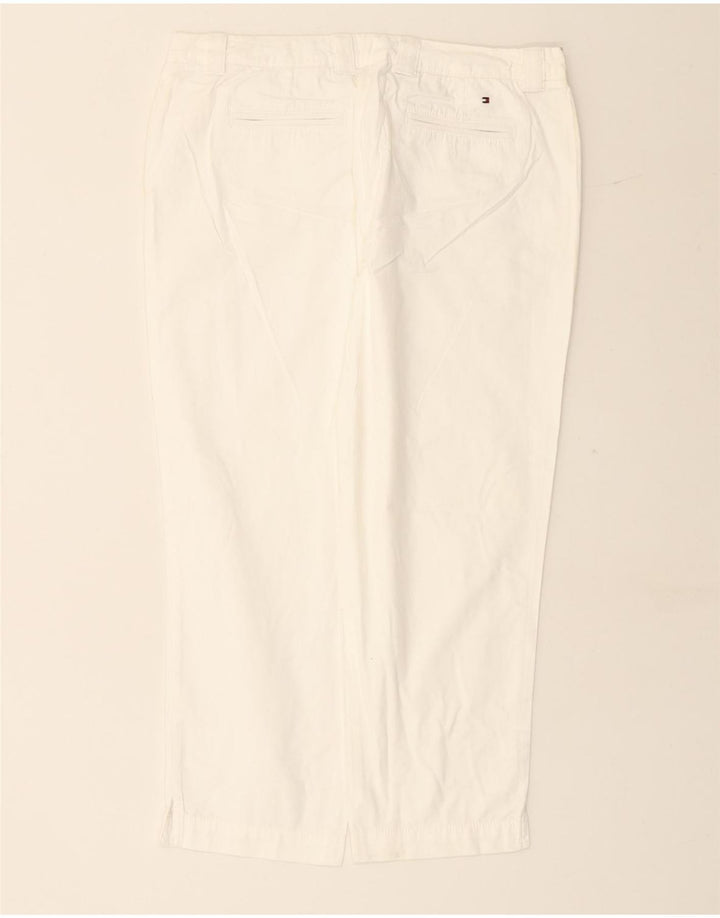 TOMMY HILFIGER Pantalon Capri Droit Femme UK 10 W27 L24 Coton Blanc