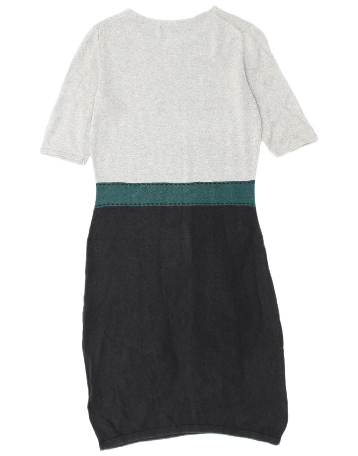 HOBBS Robe pull à manches courtes pour femme UK 10 Petit Gris Colorblock Soie