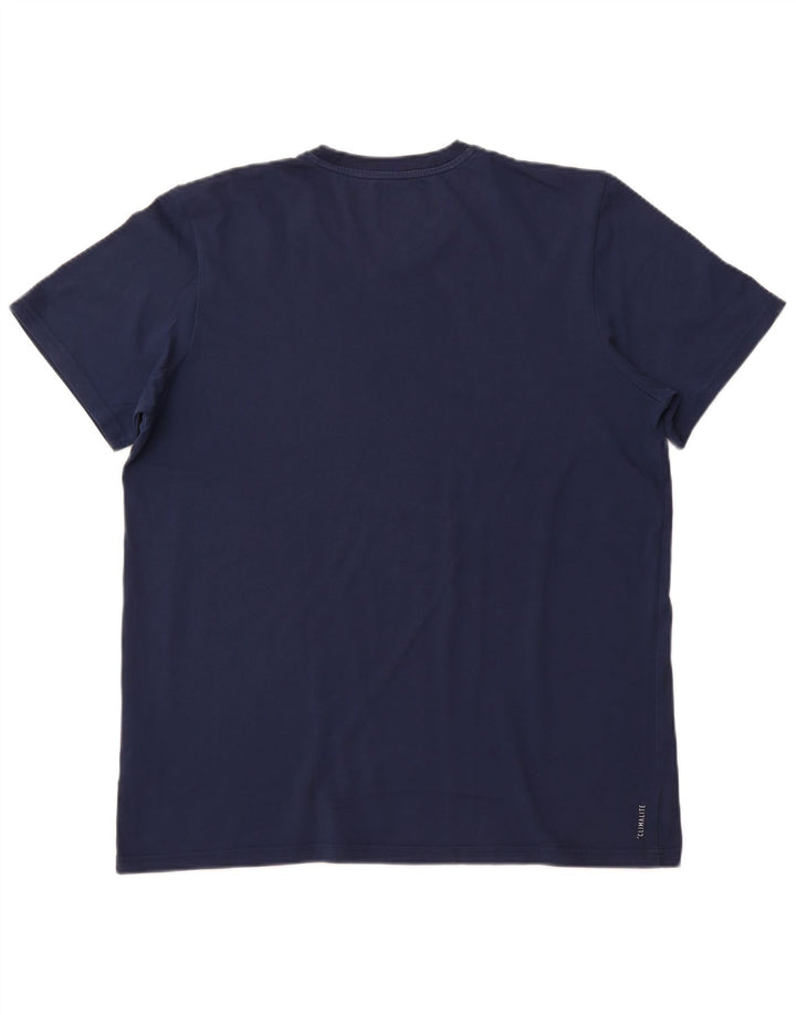 ADIDAS Hommes Climalite T-Shirt Top XL Bleu Marine Coton