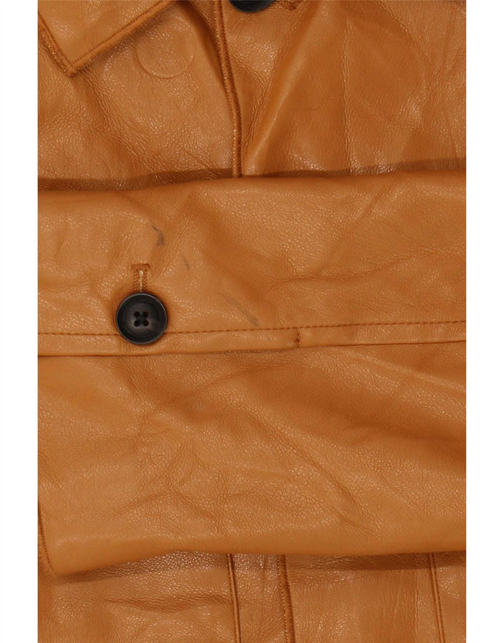 Zara Veste en simili cuir pour homme UK 36 Small Marron Polyuréthane