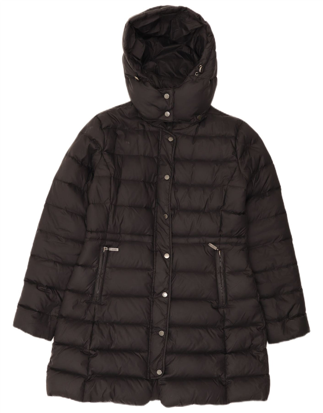 Benetton Manteau Rembourré À Capuche Pour Femme UK 44 Medium Noir Polyamide