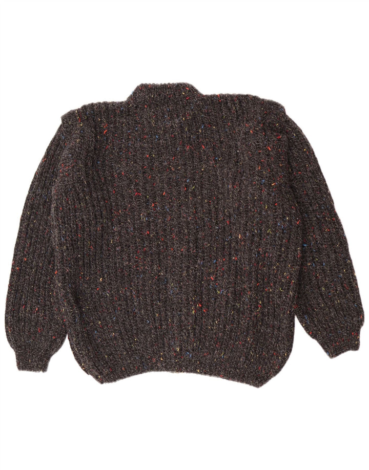 vintage Mens Cardigan Sweater Moyen Gris Moucheté Classique